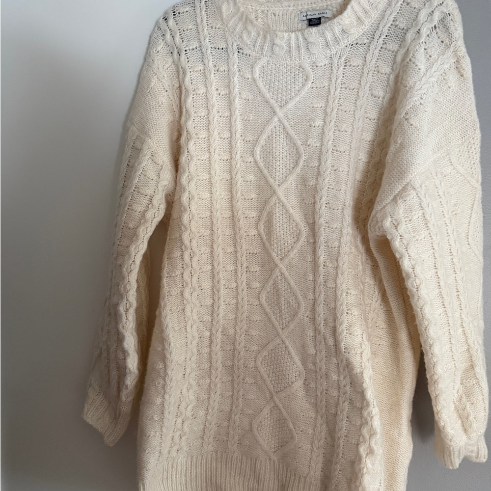 Cozy Cream Cable Knit Sweater dress
